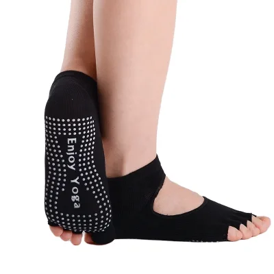 Custom Logo Women  Five-toe Anti-Slip Backless Open Toe Split Toe Socks Pure Cotton Exercise Yoga Socks