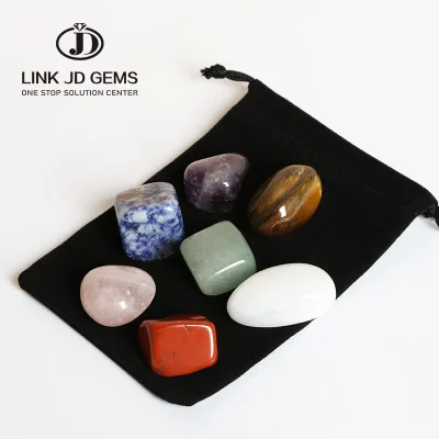 Wholesale 7pcs Natural Crystal Seven Chakra Amethyst Geode Gift Crushed Stone Rough Polished Large Particles Energy Stone Set
