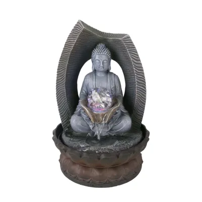 Buddha Fountain Tabletop Water Fountain for Home Decoration Decorative Sculpture Circular Water Flow Good Luck
