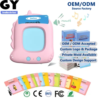 Cross-border New Arrival Unicorn Dinosaur English Flashcard Machine Plastic Educational Toy Children 4-6 Years Cognitive