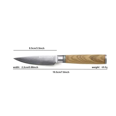 KITCHENCARE Damascus Steel Full Tang Kitchen Knives Metal Vegetable Paring Knife Forged Damascus Knife
