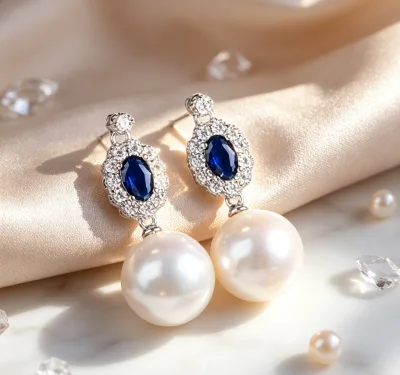 High Quality Custom 925 Sterling Silver Princess Royal Jewelry with 10-11mm Edison Natural Pearls Queen Style Dangle Earrings