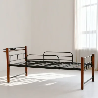 Single Metal Pipe Bed with Steel Legs, Mesh Base Space-Saving Frame for Apartment and Dormitory Etc Place