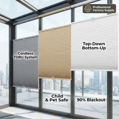 Professional Factory Custom Top-Down Bottom-Up Cellular Shades Cordless Manual Spring Honeycomb Blinds for Living Room