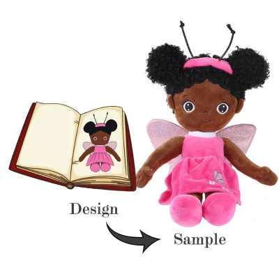Cartoon Custom OEM Black Doll Plush Dolls Wholesale OEM Made Plush Anime Soft Fabric Doll With Wings