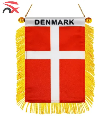 Wholesale Custom Mini Banner Car Hanging Flag Denmark National Bunting Flag for Patriotic Decorations Gift