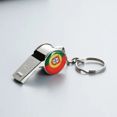 Soccer Fans 2022 Custom Gift Whistle Chains Ring Bottle Opener Metal Key Chains With Flag