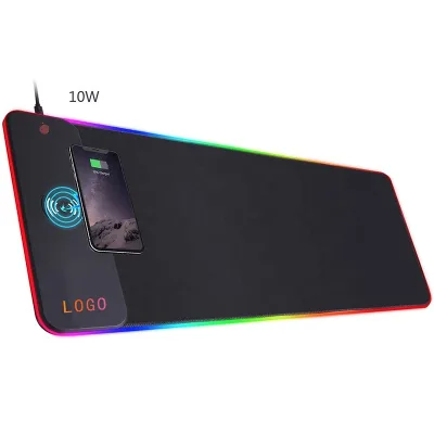 10W 15W Extended Large RGB Led Rubber Gaming Wireless Charging Mouse Pad