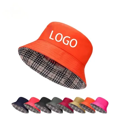 Factory Price Bulk Custom Logo Embroidery 100% Cotton Reversible Bucket Hats With Custom Logo