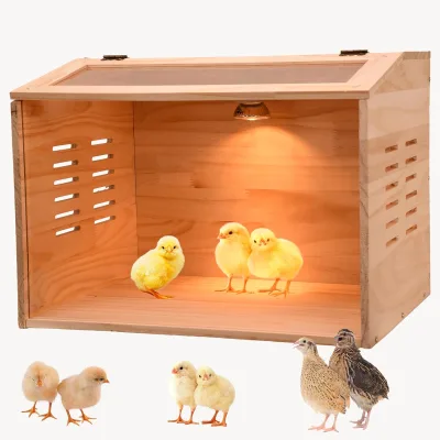 Wood Chicken Brooder Box Chicken Heater Box Poultry Brooder with 110v-50w Heating Lamp for Baby Chicks Ducks Quail Birds