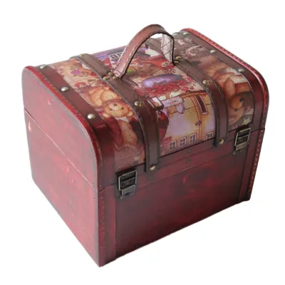High Quality Treasure Chests Use and Old Style Antique Wooden Treasure Chest With Polar Bear Design