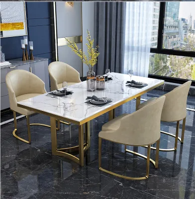 Italian Marble Dining Tables and Chairs Set Simple Small Apartment Home Rectangular Dining Table