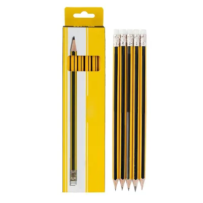 Classic High Quality HB Wood Pencil Hexagon Soft Wooden Pencil With Eraser School Office Supply Pencil Wooden Smooth Write