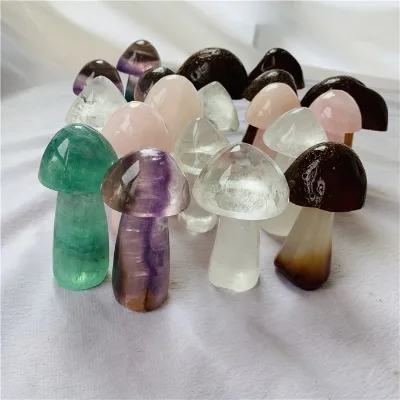 Wholesale Rock Quartz Crystal Mushroom Mineral Stone Crystal Carved Mushroom Cheap Gifts