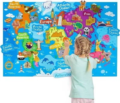 Children's Puzzle Early Education 3D Felt Story Board World Famous Scenic Spots Felt World Map Learn Felt Board