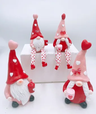 Best Selling Cute Red and Gray Swedish Gnome Resin Crafts Statue Artificial Style Home Decorations for Easter Parties