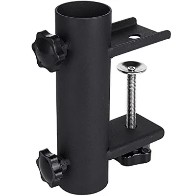 JH-Mech Heavy Duty Umbrella Holder Clamp Garden Fence Parasol Decking Holding Bracket Stand Metal Umbrella Clamp Holder