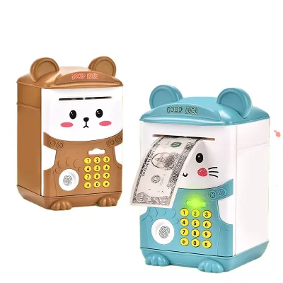 Cute Piggy Bank Toy Electronic Mini ATM Savings Machine with Password & Fingerprint Unlocking Money Box