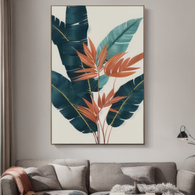 Hot Sell Art Shop Modern Leaves Flower Canvas Painting Landscape Plants Posters and Prints Wall Art
