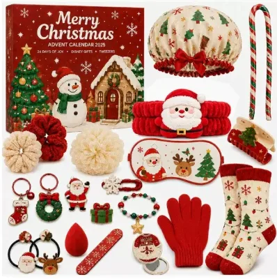 Fantasy Sci-Fi 24 Days Christmas Advent Calendar Mystery Box, Holiday Gift Set with Shower Cap Sleep Mask Socks Hair Accessories