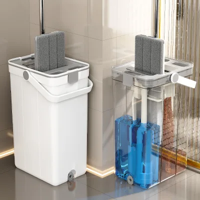 Durable Eco-Friendly Extendable Dirty Water Separated Hand-Free Self-Wringer 360 Spin Flat Mop Bucket Set