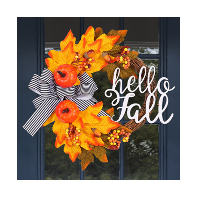 AM-FDD10 Ammy christmas Wreath for Thanksgiving and Halloween Home Decoration Deadwood Letters Maple Wreath