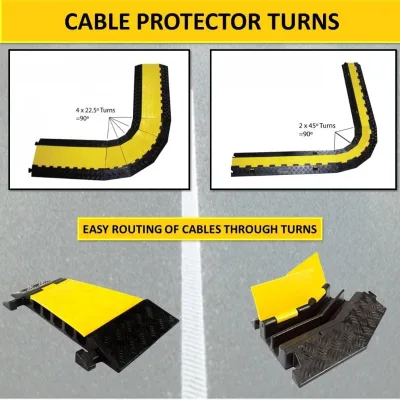 Modular Cable Protector Ramp Corner Turn Section 90 Degree Yellow Cover Wire Guard for Indoor Outdoor Cable Routing