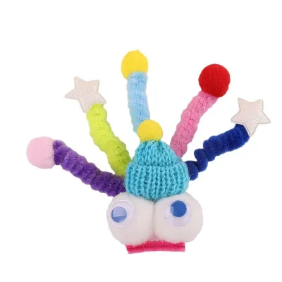 Wholesale Hand-Woven crok Slippers with Big Eye Hair Ball DIY Spring Clown Hairpin Accessories Textile & Fabric Crafts