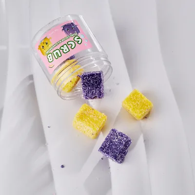 Own brand natural whitening salt sugar body scrub exfoliating organic body care two-color square body scrub