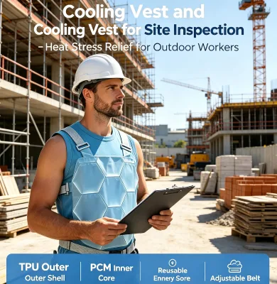 Durable Lightweight PCM Phase Change Material Cooling Vest for Construction Site Inspection Outdoor Working Heat Protection