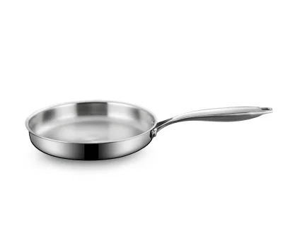 Hot-selling Premium No Coating Classic Design Eco-friendly Tri-ply No Coating Stainless Steel Fry Pan Ustensiles De Cuisine
