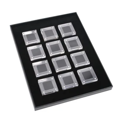 12PCS Transparent Loose Diamond Box Set 332x221x24mm Diamond Showcase with Clear/Black Back Box & Reversible Cushion