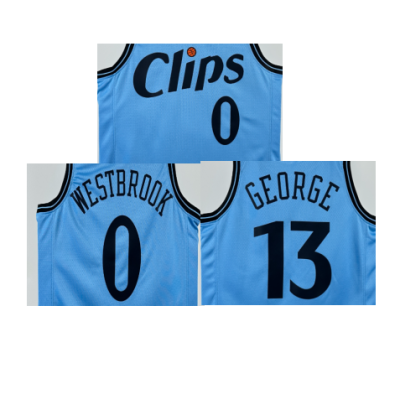 2025 New Basketball Jersey Los Angeles 0 Westbrook 1 Harden 2 Leonard 13 George Printed City Blue Wholesale American Shirts