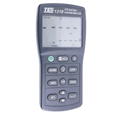 TES-1318 High Accuracy Platinum RTD Dual Input Thermometer, -200~800°C, Industrial Precision Dual Channel Temperature Meter