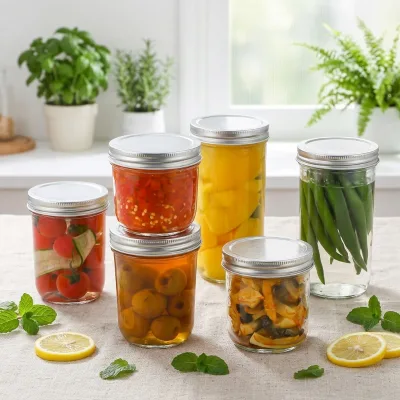 Wholesale Clear Round Glass Jar with Metal Lid Wide Mouth Storage Sauce Jar 250ml 350ml 500ml Glass Jars for Honey Packaging