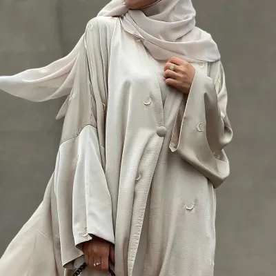 2024 Customized Muslim Dress Abaya Modest Set Spring Satin Long Embroidery Luxurious Silk Muslim Women Dubai Abaya