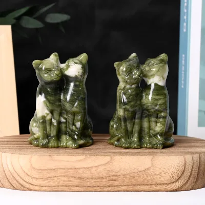 Wholesale Natural Polished Crystal Carvings Stone Carvings and Sculpture Crystal Cat for Home Decoration