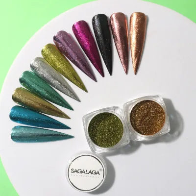 Pigment Powder for Nails High Gloss 12 Colors Chrome Nail Powder Dust for Halloween Manicure  Nails Eye Shadow Liner Makeup