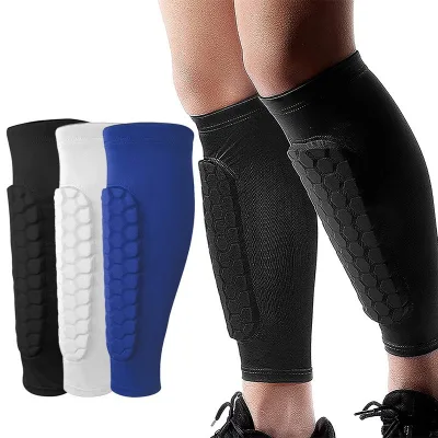 Sports Soccer Shin Guards for Kids Adults & Teens-Breathable Lyra+Sponge Compression Calf Sleeve for Outdoor Sports
