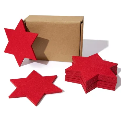 13cm Red Christmas Drink Mat Hexagram Special-shaped Polyester Felt Coaster with Your Own Logo