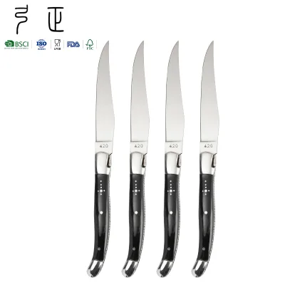Laguiole Style Steak Knives Straight Edgelogo Custom Engraved Set Razor Sharp Dining Wooden Handle Restaurant Table Knives