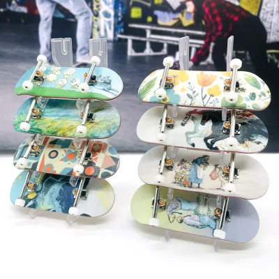 Factory-direct Finger Skateboard Maple Wood 34mm Single-axle Trucks Double-kick 9.9cm Professional Palm Board 2.9cm Thickness