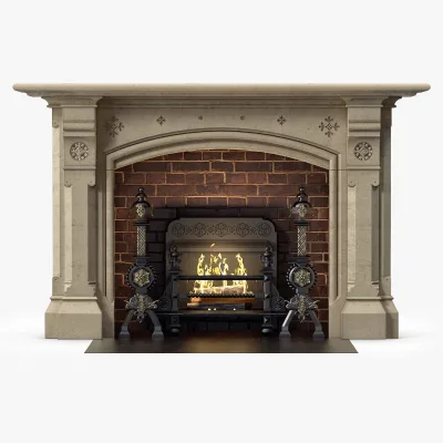 High Quality Natural Stone Hand Carved Luxurious Modern Character Sculptures Beige Marble Fireplace Freestanding for Indoor Home