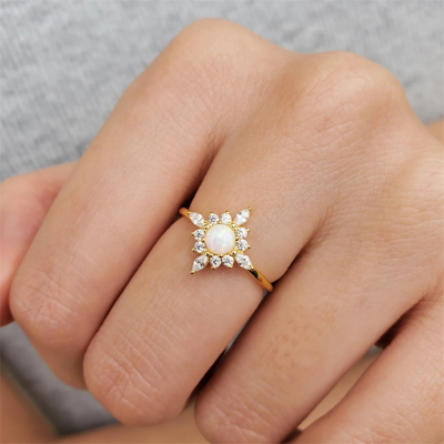 Statement Ring White Opal Rings Silver Engagement Rings