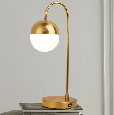 Modern Glass Ball Golden Metal Table Lamp for Hotel Home