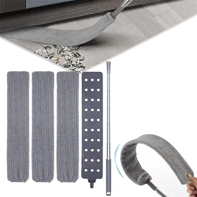 Retractable Gap Dust Cleaner 2 Microfiber Dust Cloth Long Handle Under Appliances Furniture Couch Fridge Washable Duster Brush