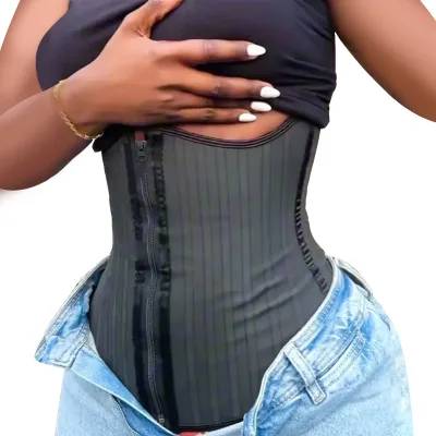 High Quality 100% Latex Waist Trimmer Belt Firm Control Waist Trainer Sport Girdles with Zipper 25 Steel Boned Colombian Corset