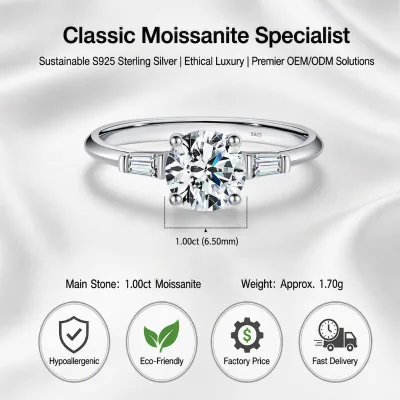 Professional "Art-Deco" 1ct Moissanite Ring S925 - Snag-Free Geometric Design for Boutique #QuietLuxury Branding