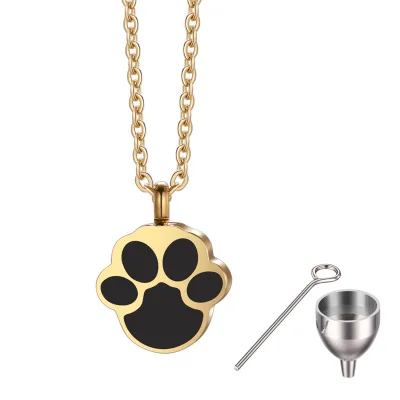 Collar Acero Inoxidable Stainless Steel Ashes Necklace Pet Dog Paw Pendant Memorial Urn Pendant Cremation Necklace