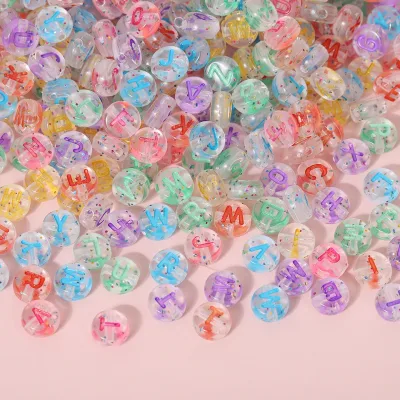 4x7mm Colorful English Mixed Letter Acryl Beads Glow-in-the-Dark Stringing Beads Beads Bracelet Making Handmade DIY Loose Bead